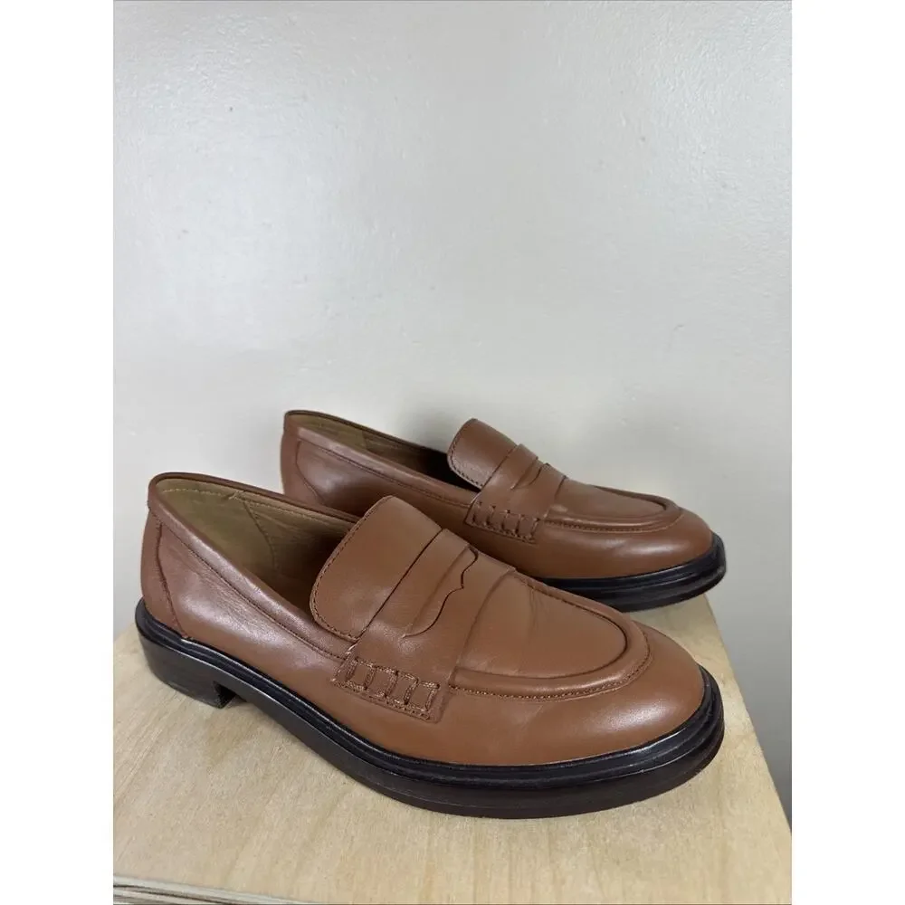 Madewell Womens Penny Loafers Vernon Shoes Tan 7.5 Leather Preppy Classic Chic